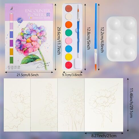 3 Pack Flowers Watercolor Coloring Books for Teenager Watercolor Paint Book Water Color Paint Sets for Kids Coloring Books for Women Water Colors Paint Kids Pocket Hand Book Stocking Goodie Bag in Saudi Arabia