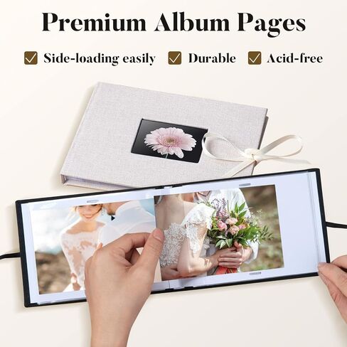 Small Photo Album 4x6, Fabmaker Picture Album Holds 24 Horizontal Photos, Linen Fabric Cover Picture Book for Photos with Front Window, Mini Brag Book Photo Books for Weddings Family Boudoir in Kuwait