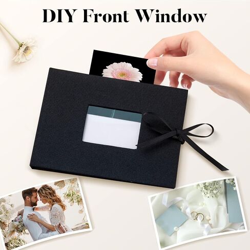 Small Photo Album 4x6, Fabmaker Picture Album Holds 24 Horizontal Photos, Linen Fabric Cover Picture Book for Photos with Front Window, Mini Brag Book Photo Books for Weddings Family Boudoir in Kuwait