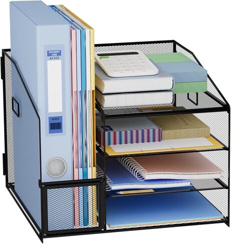 منظمات مكتبية وملحقاتها، منظم صينية رسائل ورقية من 4 طبقات مع حامل ملفات، منظم مكتب اللوازم المكتبية، منظم ملفات، منظم سطح المكتب in Kuwait