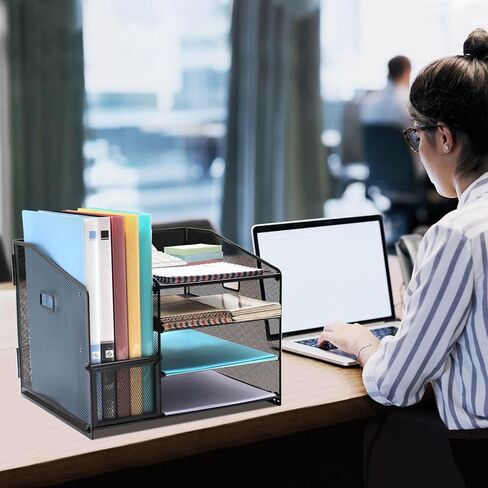 منظمات مكتبية وملحقاتها، منظم صينية رسائل ورقية من 4 طبقات مع حامل ملفات، منظم مكتب اللوازم المكتبية، منظم ملفات، منظم سطح المكتب in Kuwait