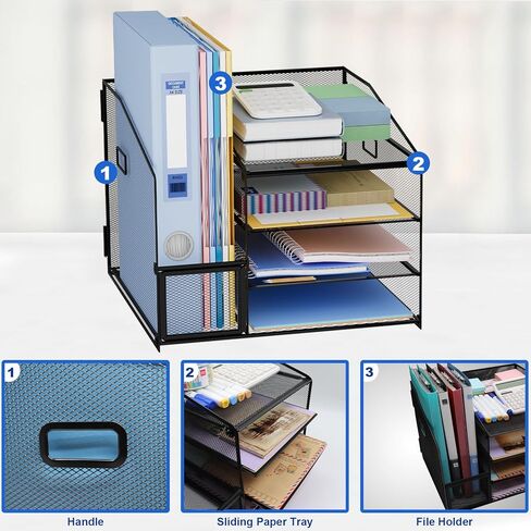 منظمات مكتبية وملحقاتها، منظم صينية رسائل ورقية من 4 طبقات مع حامل ملفات، منظم مكتب اللوازم المكتبية، منظم ملفات، منظم سطح المكتب in Kuwait