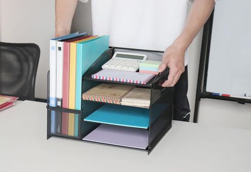 منظمات مكتبية وملحقاتها، منظم صينية رسائل ورقية من 4 طبقات مع حامل ملفات، منظم مكتب اللوازم المكتبية، منظم ملفات، منظم سطح المكتب in Kuwait