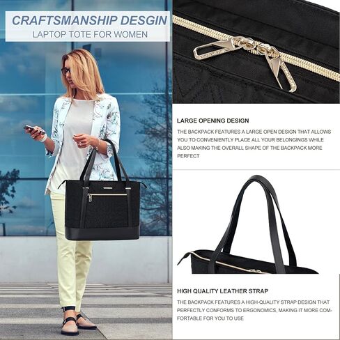 VANKEAN Laptop Bag for Women, 15.6 Inch Work Bag Waterproof Computer Shoulder Bag with USB Port, Large Tote Bag for Work Business Travel, Quilted Pink in Saudi Arabia