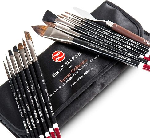 Watercolor Brushes Professional Synthetic Set - 6 Faux Squirrel Artist Watercolor Paint Brushes for Gouache, Acrylics, Ink and Wet Media. Beginner-Friendly with Great Flow Control and Snap - by ZenART in Kuwait