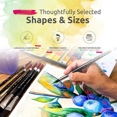 Watercolor Brushes Professional Synthetic Set - 6 Faux Squirrel Artist Watercolor Paint Brushes for Gouache, Acrylics, Ink and Wet Media. Beginner-Friendly with Great Flow Control and Snap - by ZenART in Kuwait