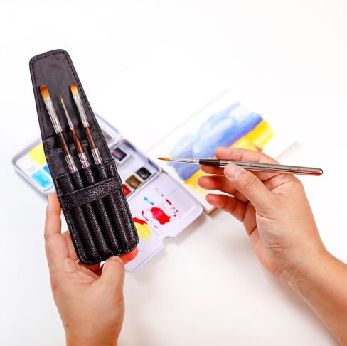 Watercolor Brushes Professional Synthetic Set - 6 Faux Squirrel Artist Watercolor Paint Brushes for Gouache, Acrylics, Ink and Wet Media. Beginner-Friendly with Great Flow Control and Snap - by ZenART in Kuwait