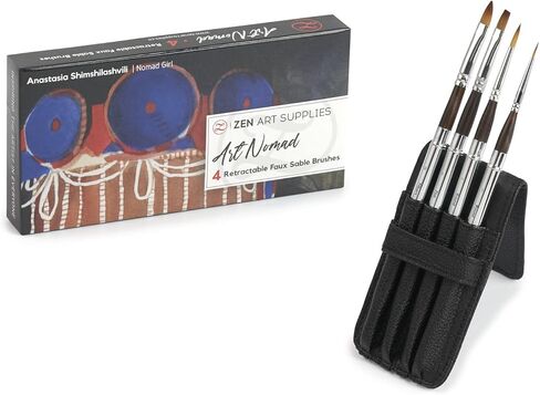 Watercolor Brushes Professional Synthetic Set - 6 Faux Squirrel Artist Watercolor Paint Brushes for Gouache, Acrylics, Ink and Wet Media. Beginner-Friendly with Great Flow Control and Snap - by ZenART in Kuwait