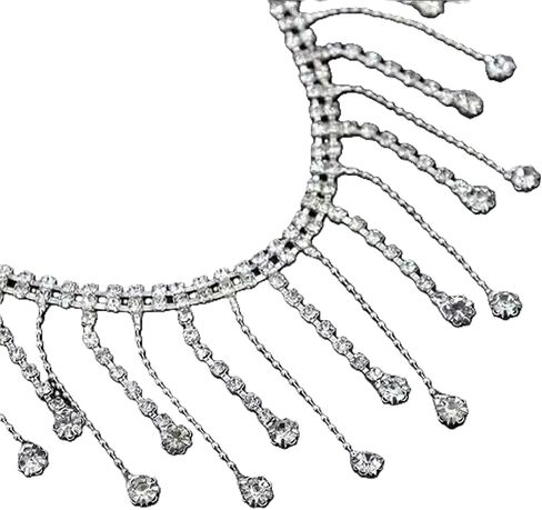 5. 5cm high-Grade Tassel Chain lace, Metal Tassel Rhinestone Handmade DIY Fashion Clothing Decorative Chain, Clothing Decorative Accessories, (1yard) (Gold Bottom Color Drill) in Saudi Arabia