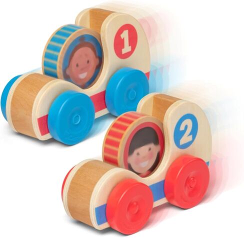 Melissa & Doug GO Tots Wooden Race Cars (2 Cars, 2 Disks) - Stacking Toys For Infants, Hand Push Vehicles, Wooden Car Toys For Toddlers Ages 1+ - FSC-Certified Materials in Saudi Arabia