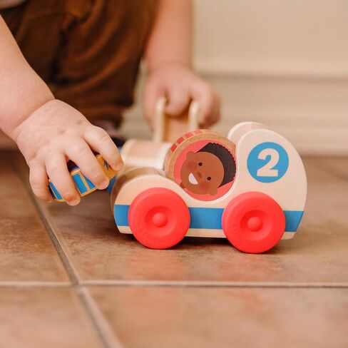 Melissa & Doug GO Tots Wooden Race Cars (2 Cars, 2 Disks) - Stacking Toys For Infants, Hand Push Vehicles, Wooden Car Toys For Toddlers Ages 1+ - FSC-Certified Materials in Saudi Arabia