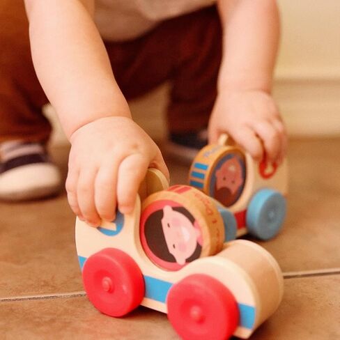 Melissa & Doug GO Tots Wooden Race Cars (2 Cars, 2 Disks) - Stacking Toys For Infants, Hand Push Vehicles, Wooden Car Toys For Toddlers Ages 1+ - FSC-Certified Materials in Saudi Arabia