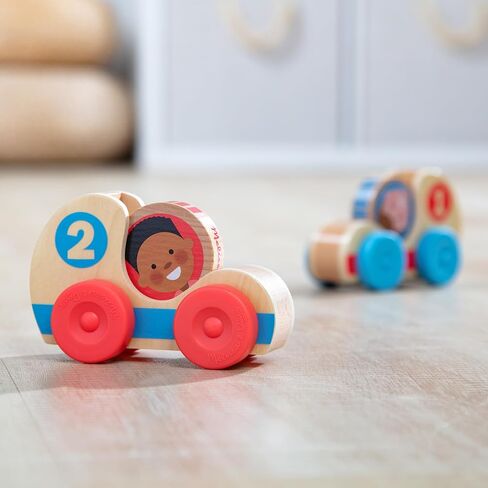 Melissa & Doug GO Tots Wooden Race Cars (2 Cars, 2 Disks) - Stacking Toys For Infants, Hand Push Vehicles, Wooden Car Toys For Toddlers Ages 1+ - FSC-Certified Materials in Saudi Arabia