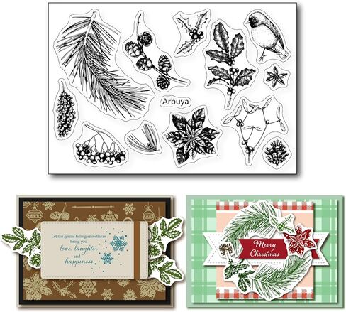 Arbuya Christmas Postage Clear Stamps for Card Making and Journaling, Vintage New Year Rubber Stamps for Crafting Journals Snowflakes Snowman Silicone Stamps for Card Making Crafts in Saudi Arabia