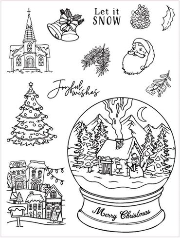Arbuya Christmas Postage Clear Stamps for Card Making and Journaling, Vintage New Year Rubber Stamps for Crafting Journals Snowflakes Snowman Silicone Stamps for Card Making Crafts in Saudi Arabia