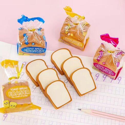 8Pcs Kawaii Toast Bread Eraser Stationery 3D Bread Eraser Cartoon Pencil Eraser Sketching Tools Drafting Supply for Kid Painters Artists, Cute Pencil Eraser Erasers in Kuwait