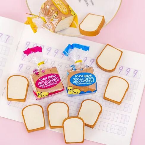 8Pcs Kawaii Toast Bread Eraser Stationery 3D Bread Eraser Cartoon Pencil Eraser Sketching Tools Drafting Supply for Kid Painters Artists, Cute Pencil Eraser Erasers in Kuwait