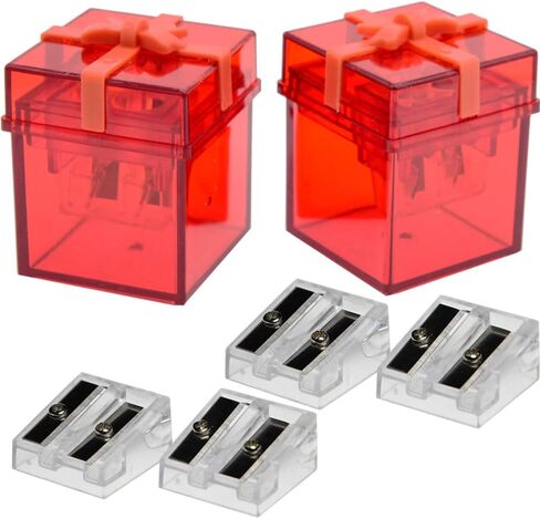 Pencil Sharpener Metal Blade Sharpener with XL Case 2 Holes Art Pencil Crayon Sharpeners Manual Colored Sharpener Detachable Jumbo Double Holes Sharpener Extra 4 Spare Replace Sharpeners,Red in Saudi Arabia