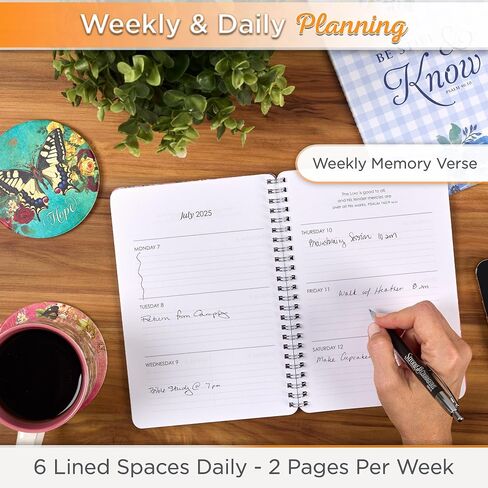 Christian Art Gifts 2026 Compact Spiral-bound 12 Month Planner for Women: Be Still & Know Encouraging Scripture, Daily Planning, Organizing, Reminders, Appointments, Cute Teal Multicolor Floral & Gold in Saudi Arabia