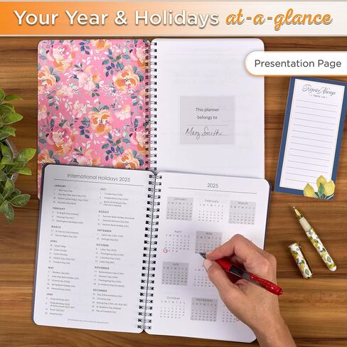 Christian Art Gifts 2026 Compact Spiral-bound 12 Month Planner for Women: Be Still & Know Encouraging Scripture, Daily Planning, Organizing, Reminders, Appointments, Cute Teal Multicolor Floral & Gold in Saudi Arabia