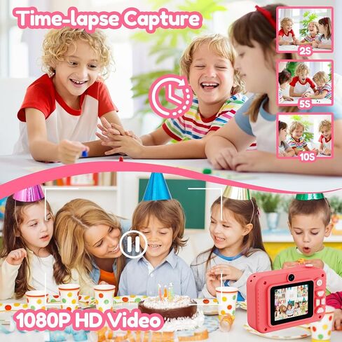 Kids Camera Toy for Age 3-8 Boys Girls, Birthday for Toddler3 4 5 6 7 8 Years Old, Children Selfie Digital Video Cameras with Protective Silicone Cover, 32GB SD Card, HD 1080p (Green) in Saudi Arabia