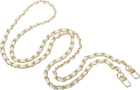 PATIKIL 55 Inch Purse Chain Strap, Leather Metal Chain Strap Replacement Chain for Bag Shoulder Crossbody Clutch Handbags, Black/Silver Tone in Saudi Arabia