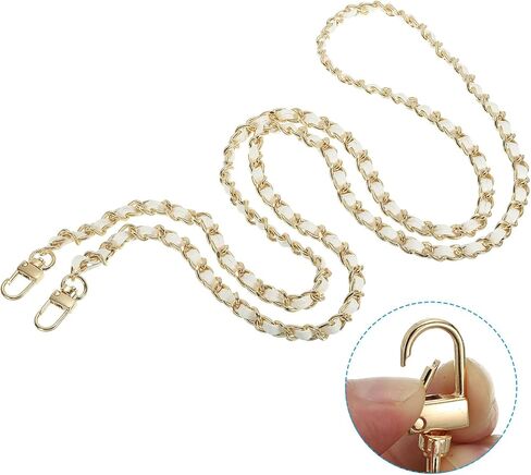 PATIKIL 55 Inch Purse Chain Strap, Leather Metal Chain Strap Replacement Chain for Bag Shoulder Crossbody Clutch Handbags, Black/Silver Tone in Saudi Arabia
