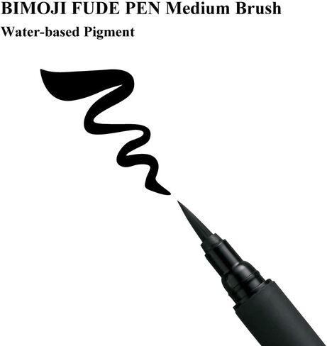 Kuretake Bimoji Fude Pen Medium Brush, black, for Calligraphy, Hand lettering and Illustration, for Beginners, Professional, Made in Japan in Saudi Arabia