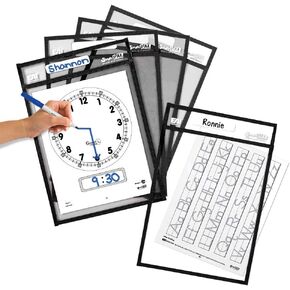 أكمام EAI Education SmartPAL قابلة للمسح الجاف: أسود، 10 × 14 بوصة - مجموعة من 10 قطع