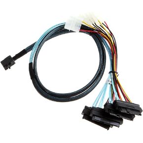 CableCreation Internal Mini SAS SFF-8643 to (4) 29pin SFF-8482 connectors with SATA Power, 1M / 3.3FT