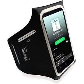 حزام ذراع للجري مقاوم للماء متوافق مع iPhone 12 Pro Max من RevereSport مع جيوب إضافية للمفاتيح والنقود وبطاقات الائتمان. حامل ذراع الهاتف للرياضة وتمارين الجيم والتمارين باللون الأسود