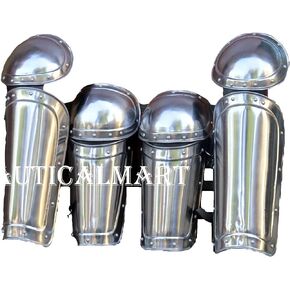 Metal Conquest Armor for LARP - Bracers with Greaves Protection for Men, Handmade Medieval Arm and Leg Guard