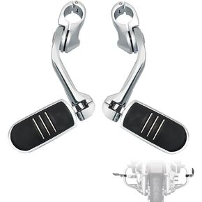 1.25" Highway Footpegs,Long Angled Adjustable Highway Pegs w/Mounts for Harley Touring Street Glide Electra Glide Road King Softail CVO Dyna Trike VRSC Sportster w/32mm Engine Guard,Chrome#3