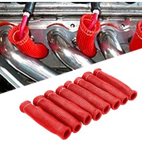 neynavy Pack-8 Spark Plug Protect Boot, 1200°F Spark Plug Heat Cover, Leak-proof High Temperature Resistant Insulator Sleeve for Most Cars SUVs and Trucks (Red)