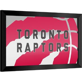 Trademark Global Wall Mirror - Ready-to-Hang Toronto Raptors Fade Black Framed Rectangle Mirror - for Pub, Game Room, Garage or Home Bar
