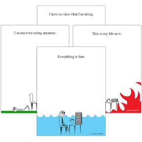 Funny Notepads (4-Pack) Everything is Fine, This is my life Now, I have no idea what I'm doing, and I'm not even trying anymore - Memo Pads Sarcastic Work Office Novelty Gag Gift Idea
