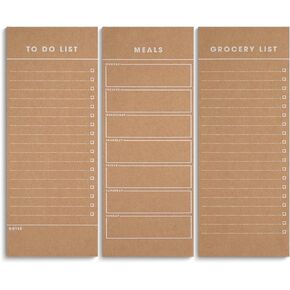 3 Vintage Magnetic Notepads (Meal Planner, To-Do List, & Grocery List Pad) – Large Fridge Notepad Comes With 50 Premium kraft Paper Sheets Per Pad for Convenient Kitchen Organization Memo Pads – Large