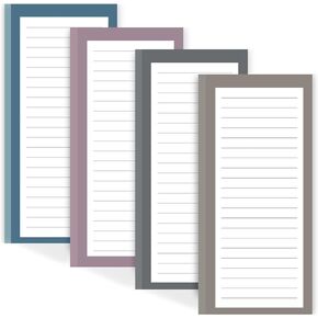 4 Pack Magnetic Notepads for Refrigerator, 50 Pages/Book Grocery List Magnet Pad for Fridge, Design Magnetic Grocery List Pad for Fridge, Grocery List Notepad, To-Do Memos, List