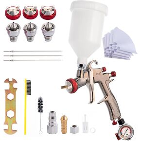 R500 Spray Gun LVLP &Air Regulator and Water Oil Separator, Paint Guns Automotive, 1.3mm Nozzle Car Spray Paint Gun Sprayer, Spray Gun for Painting Cars,House,Furniture,Varnish and Top Coat