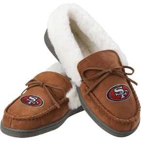 FOCO Womens NFL Team Logo Tan Moccasin Slippers
