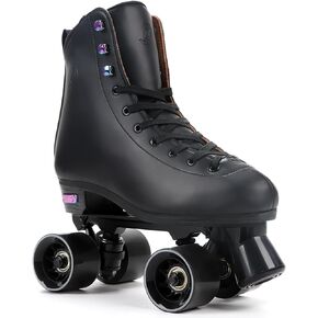 Besketo Roller Skates for Men, Classic PU Leather High-top Roller Skates Shoes, Double-Row Roller Skates for Unisex, Four-Wheel Roller Skates Indoor Outdoor for Adult Beginner
