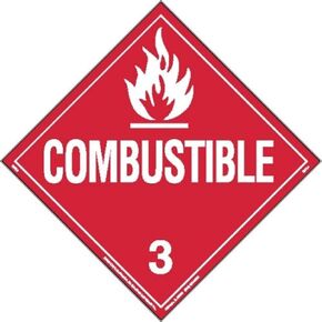 Labelmaster Z-EZ9 Combustible Liquid Hazmat Placard, Worded, E-Z Removable Vinyl (Pack of 25)