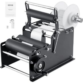 VEVOR Manual Round Labeling Machine, 15-20pcs/min, Bottle Label Applicator for Round Bottles, Adjustable Manual Round Bottle Labeler Suitable for Bottle Diameter 0.78-4.72 inches (with Pressing Bar)