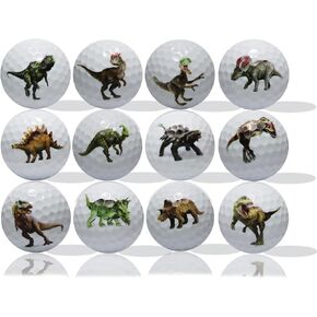 Dinosaur Golf Ball 12pk Great Gift IDEA from Moms, DADS and Kids - Perfect for The Person who has Everything.