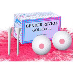Gender Reveal Golf Balls Exploding Golf Ball-2Pink&2Wooden Tees per Pack-Girl or Boy Baby Reveal Ideas Party Supplies Exploding Powder Biodegradable Golf Balls Funny Idea