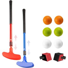 Shu-Ran Mini Golf Clubs, 2 Pack Mini Golf Putter for Men and Women with 2 Golf Training Aid and 6 Golf Balls, Adjustable Length Golf Putter Suitable for Children, Teenagers and Adults