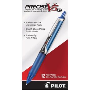 أقلام بايلوت، Precise V5 RT، قابلة لإعادة التعبئة والسحب، نقطة دقيقة للغاية 0.5 مم، ألوان متنوعة، عبوة من 12 قطعة.