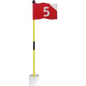 Crestgolf Portable Backyard Practice Golf Hole Cup and Flag Stick of Fiberglass, Golf Putting Green Flagstick Golf Pin Flag Hole Cup Set