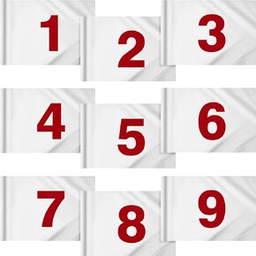 9 Pieces Large Numbered Golf Flags with Tube Inserted 20''L x 14''H Oversize Putting Flags Number 1-9, 420D Nylon Flag for Yard Indoor Outdoor Backyard Garden