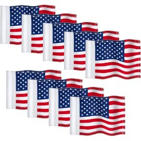 Moukeren 9 Pcs Golf Flag with Tube Inserted 8 l x 6'' H Double Side Standard Practice Putting Green Flags Tube American Flag 420D Nylon Mini Pin Flags for Cart Yard Training(hole Diameter 0.51")